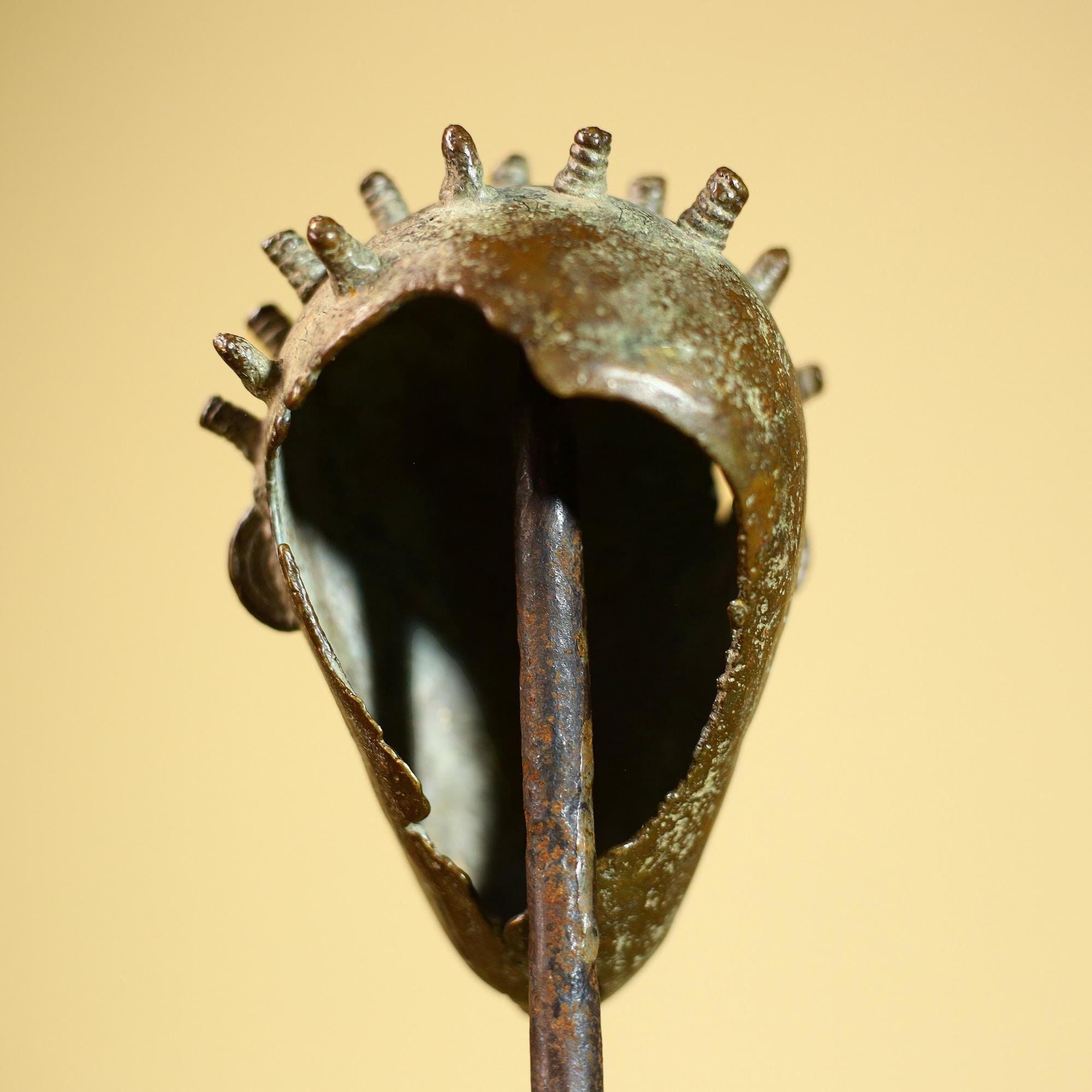 Vintage Benin Kingdom Bronze Mask Head Lost Wax Casting: African Folk Art-G5838