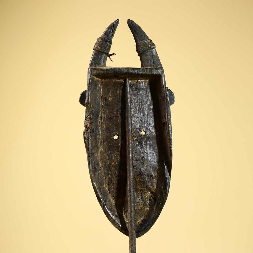African Toma Mask Carved Wood Horn Crest Tribal Guinea Art Collectible Decor-G5841
