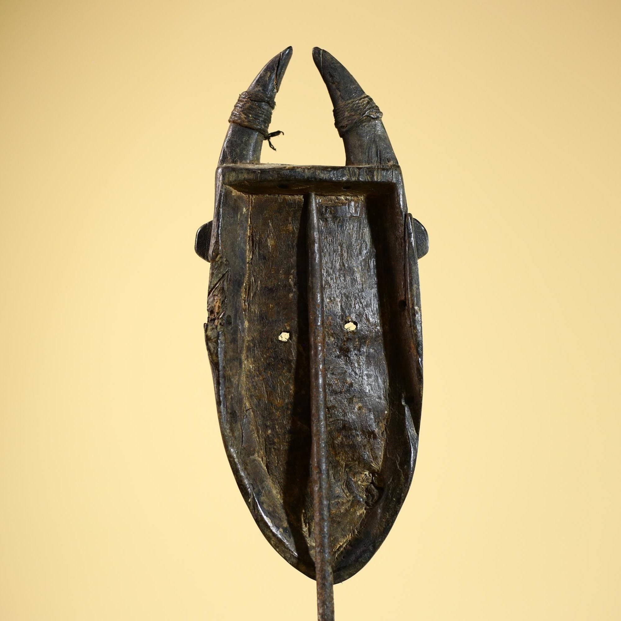 African Toma Mask Carved Wood Horn Crest Tribal Guinea Art Collectible Decor-G5841