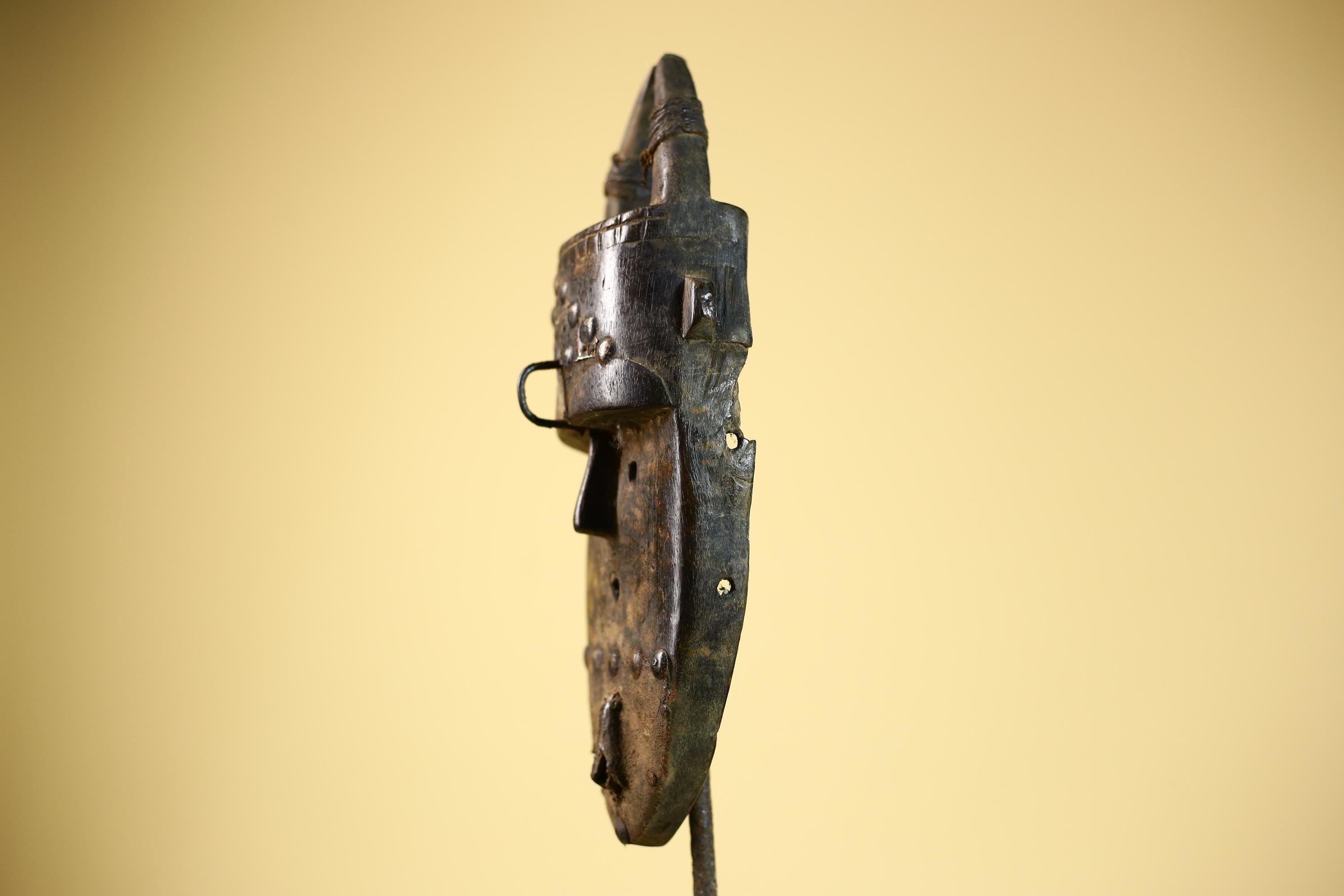 African Toma Mask Carved Wood Horn Crest Tribal Guinea Art Collectible Decor-G5841