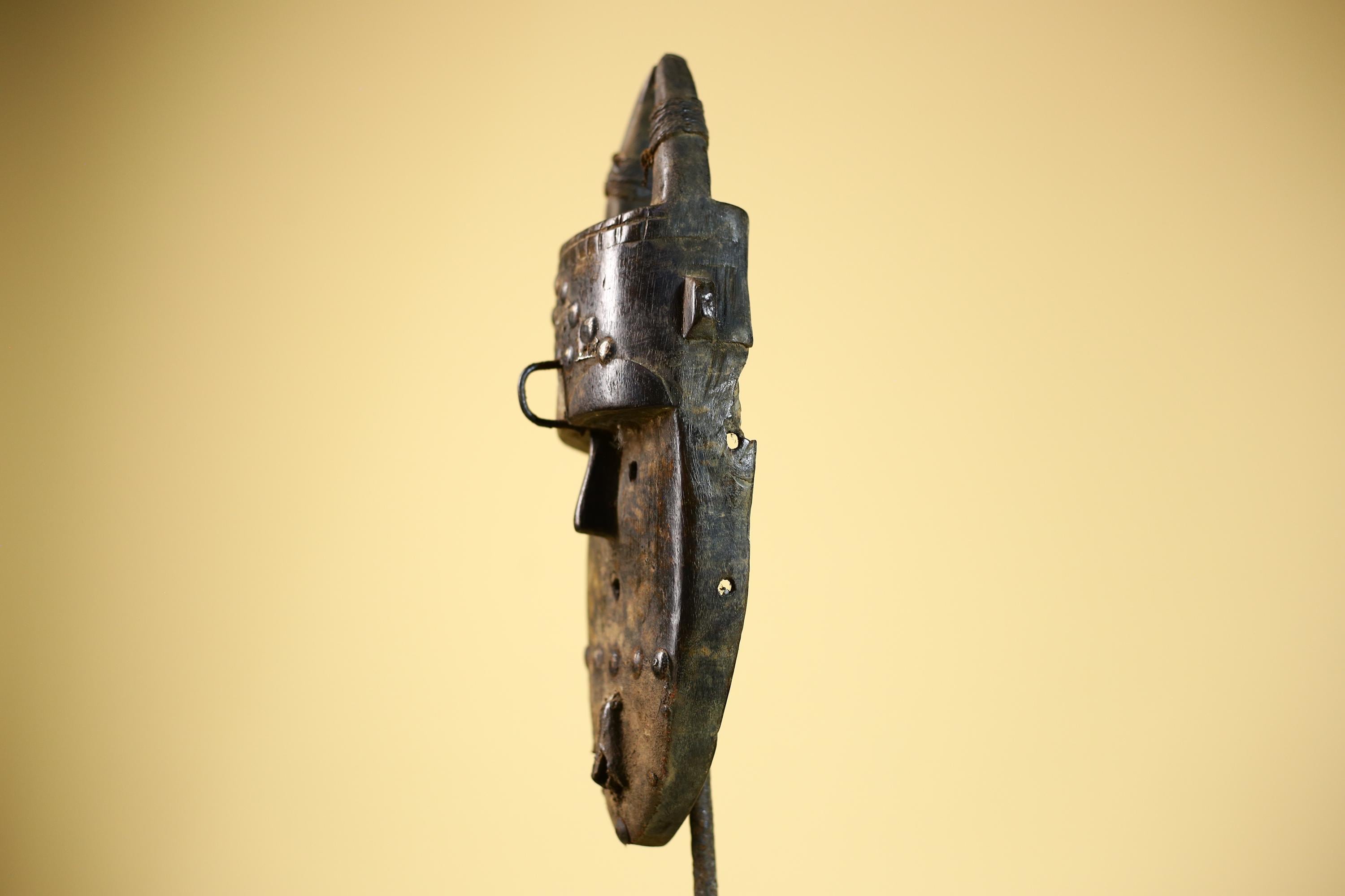 African Toma Mask Carved Wood Horn Crest Tribal Guinea Art Collectible Decor-G5841