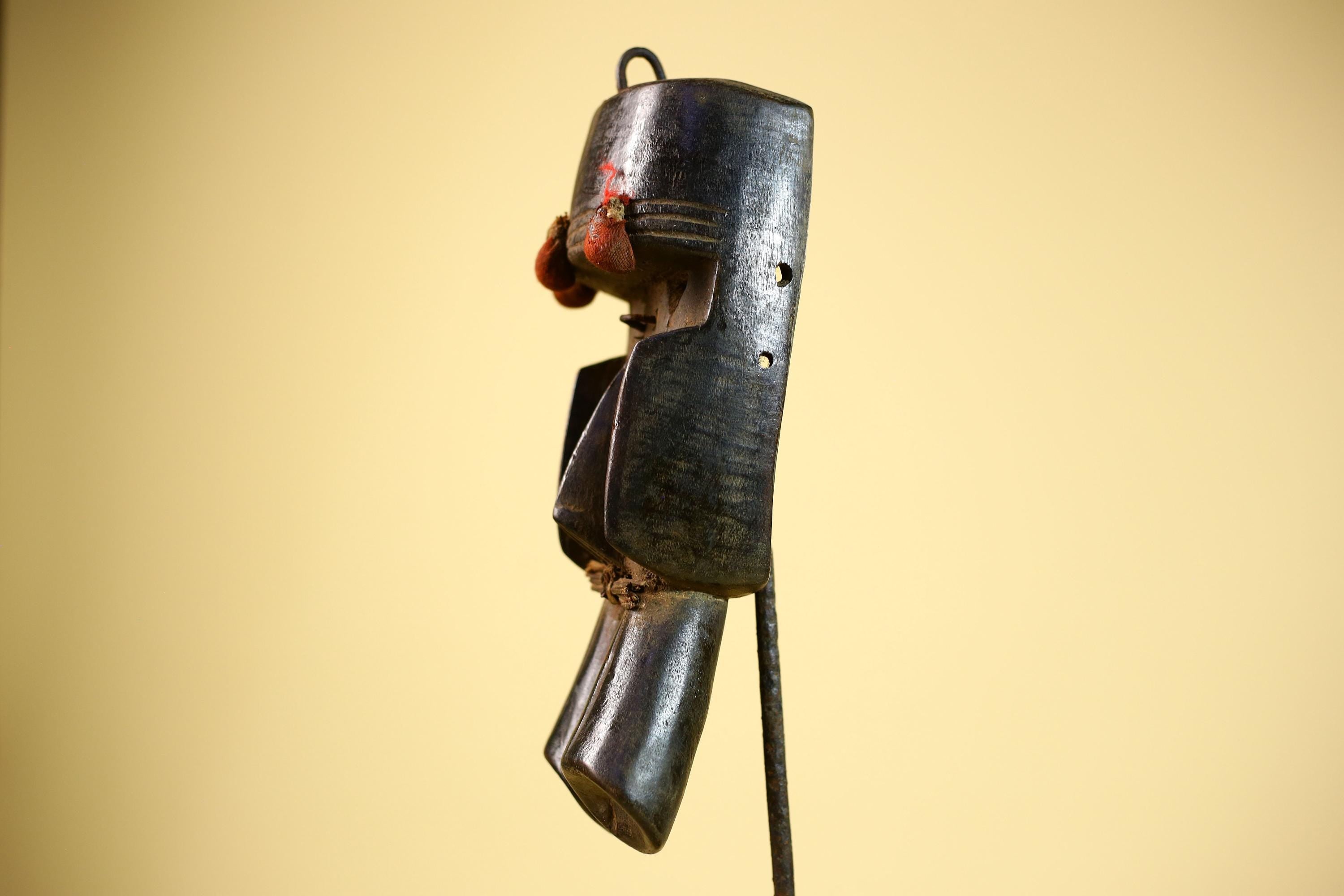 African Dan Mask Carved Wood Red Pom Adorned Côte d’Ivoire Tribal Decor Collectible Decor-G5844