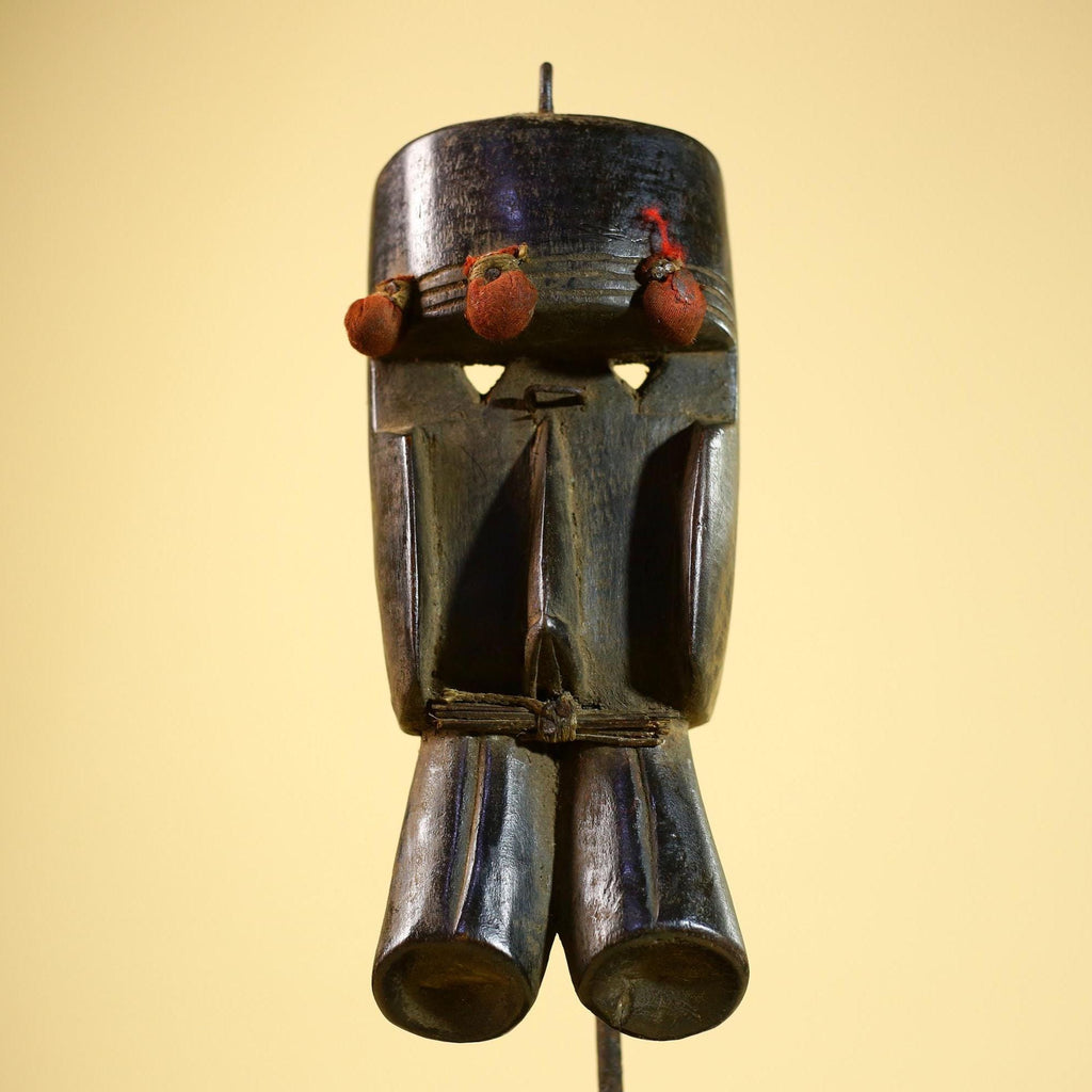 African Dan Mask Carved Wood Red Pom Adorned Côte d’Ivoire Tribal Decor Collectible Decor-G5844