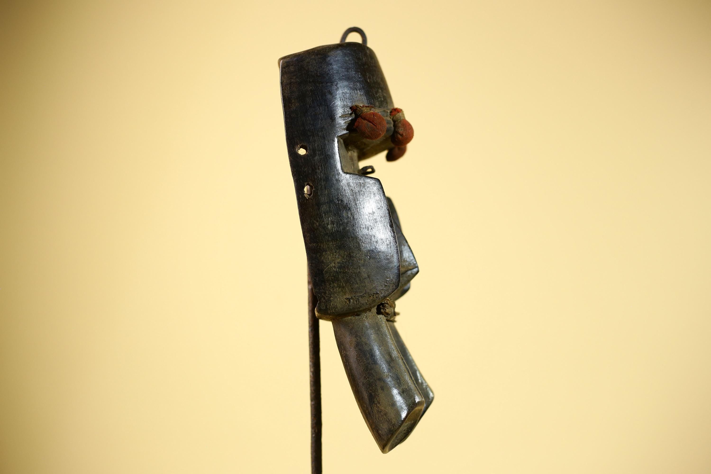 African Dan Mask Carved Wood Red Pom Adorned Côte d’Ivoire Tribal Decor Collectible Decor-G5844