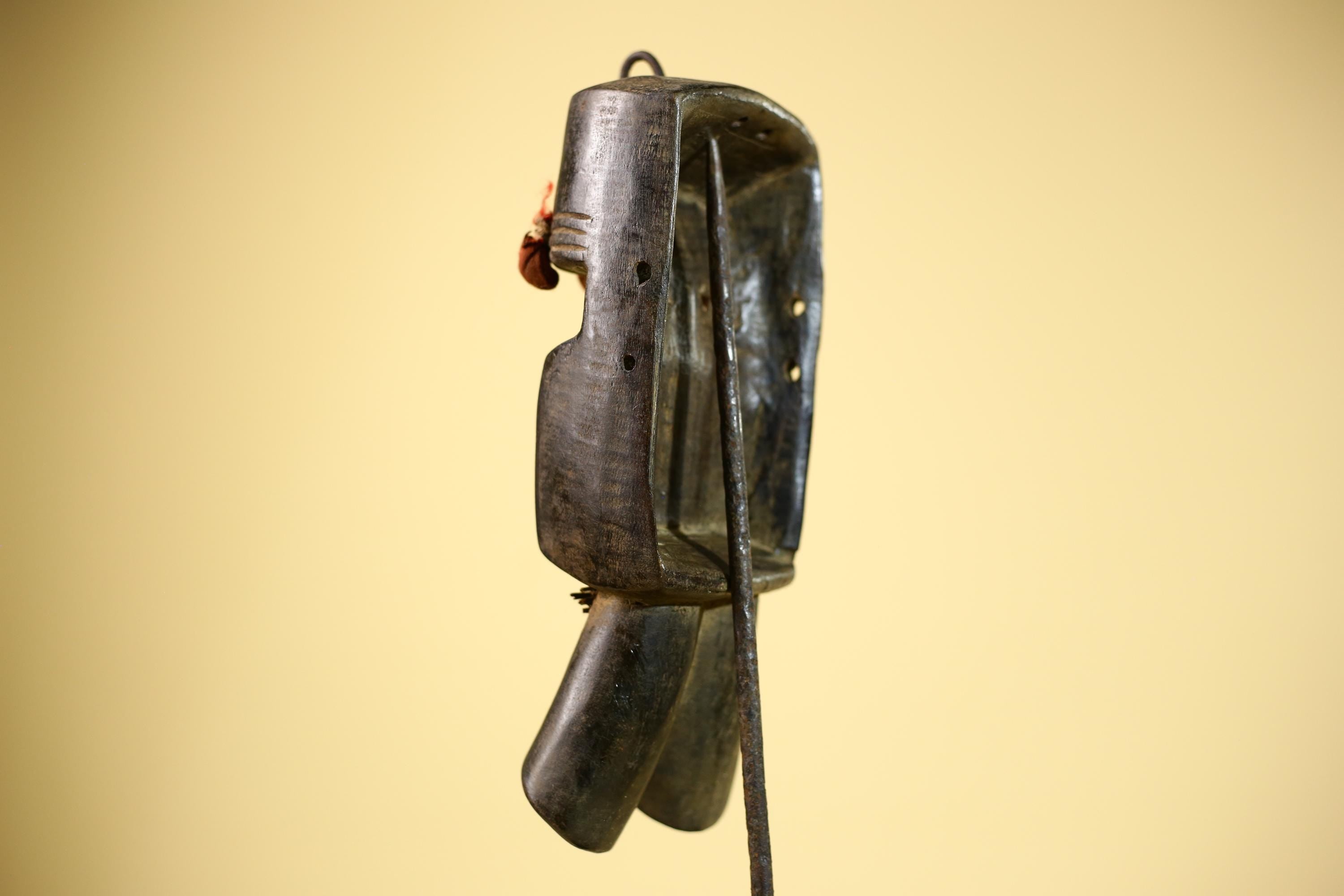 African Dan Mask Carved Wood Red Pom Adorned Côte d’Ivoire Tribal Decor Collectible Decor-G5844