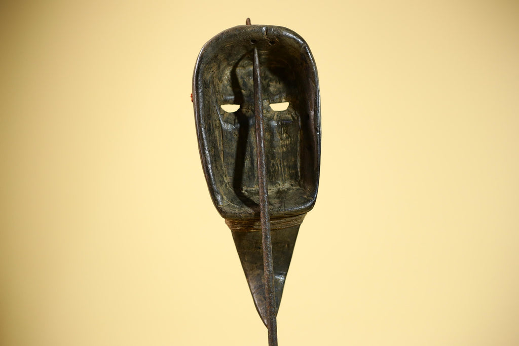 African Dan Mask Carved Wood Red Bead Beak Côte d’Ivoire Tribal Decor Collectible -G5845