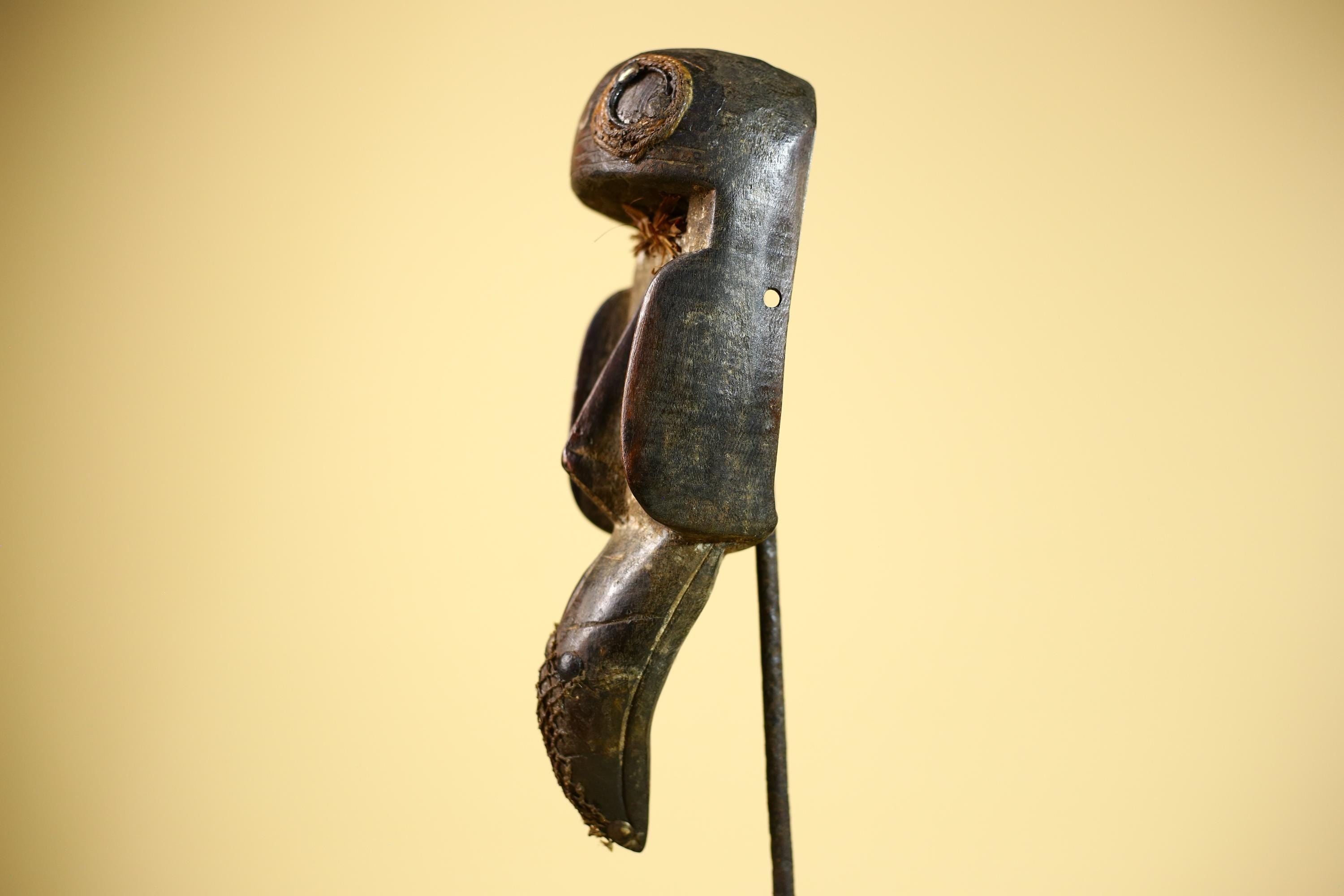 African Dan Mask Carved Wood Raffia Beak Côte d’Ivoire Tribal Art Decor-G5846