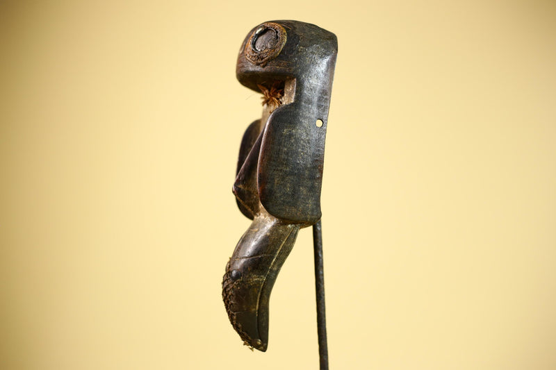 African Dan Mask Carved Wood Raffia Beak Côte d’Ivoire Tribal Art Decor-G5846