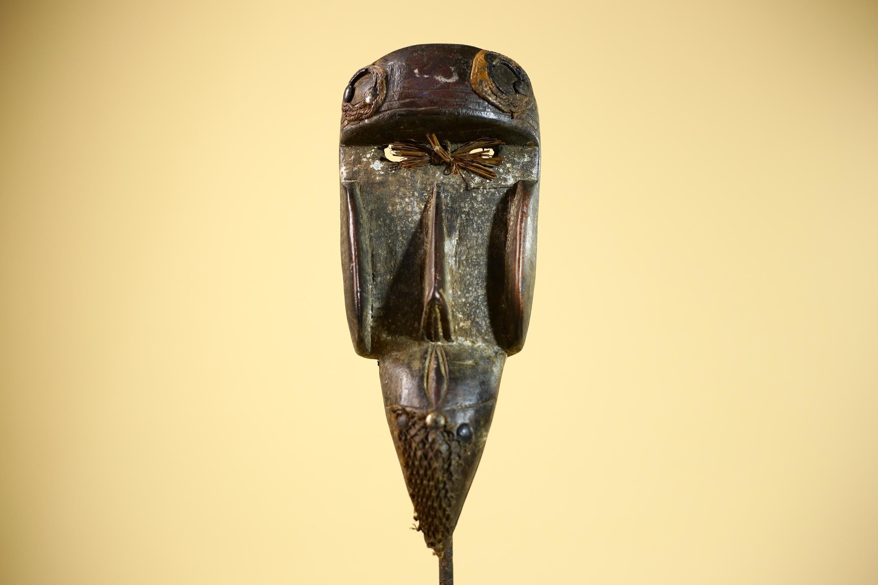 African Dan Mask Carved Wood Raffia Beak Côte d’Ivoire Tribal Art Decor-G5846