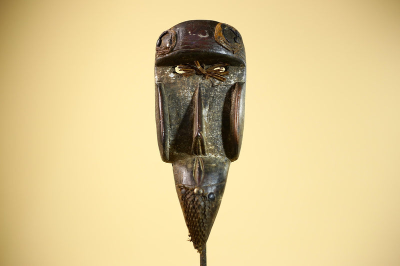 African Dan Mask Carved Wood Raffia Beak Côte d’Ivoire Tribal Art Decor-G5846