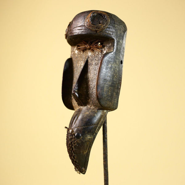 African Dan Mask Carved Wood Raffia Beak Côte d’Ivoire Tribal Art Decor-G5846