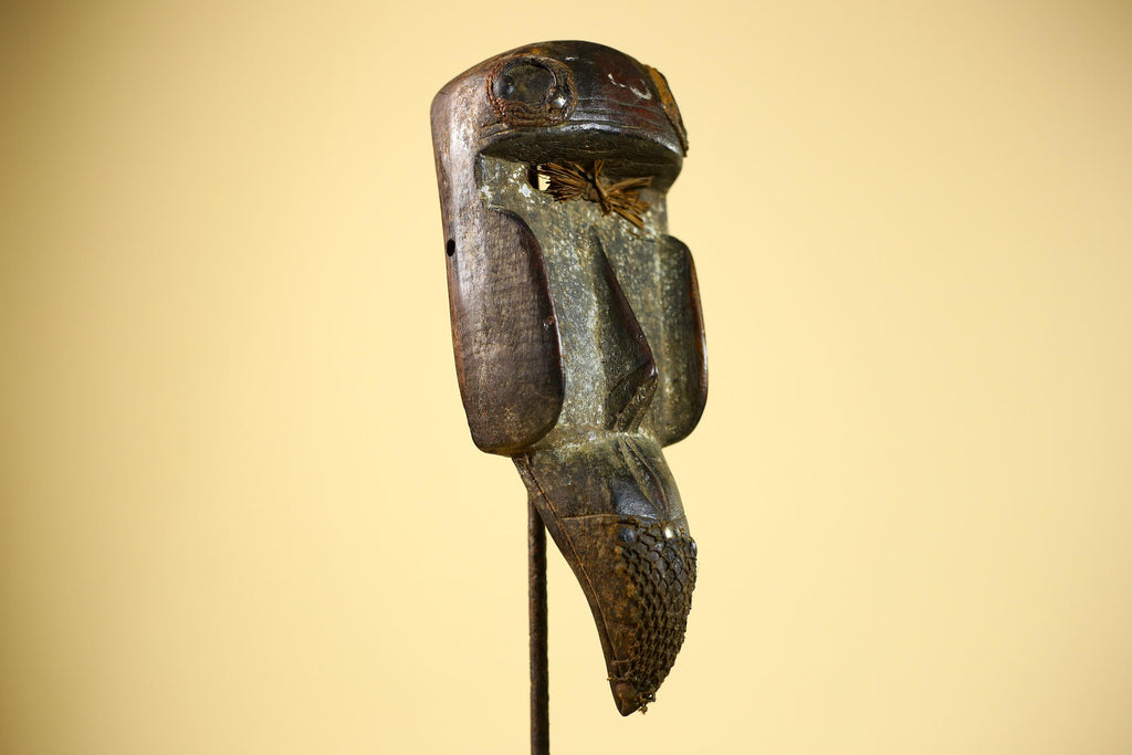 African Dan Mask Carved Wood Raffia Beak Côte d’Ivoire Tribal Art Decor-G5846