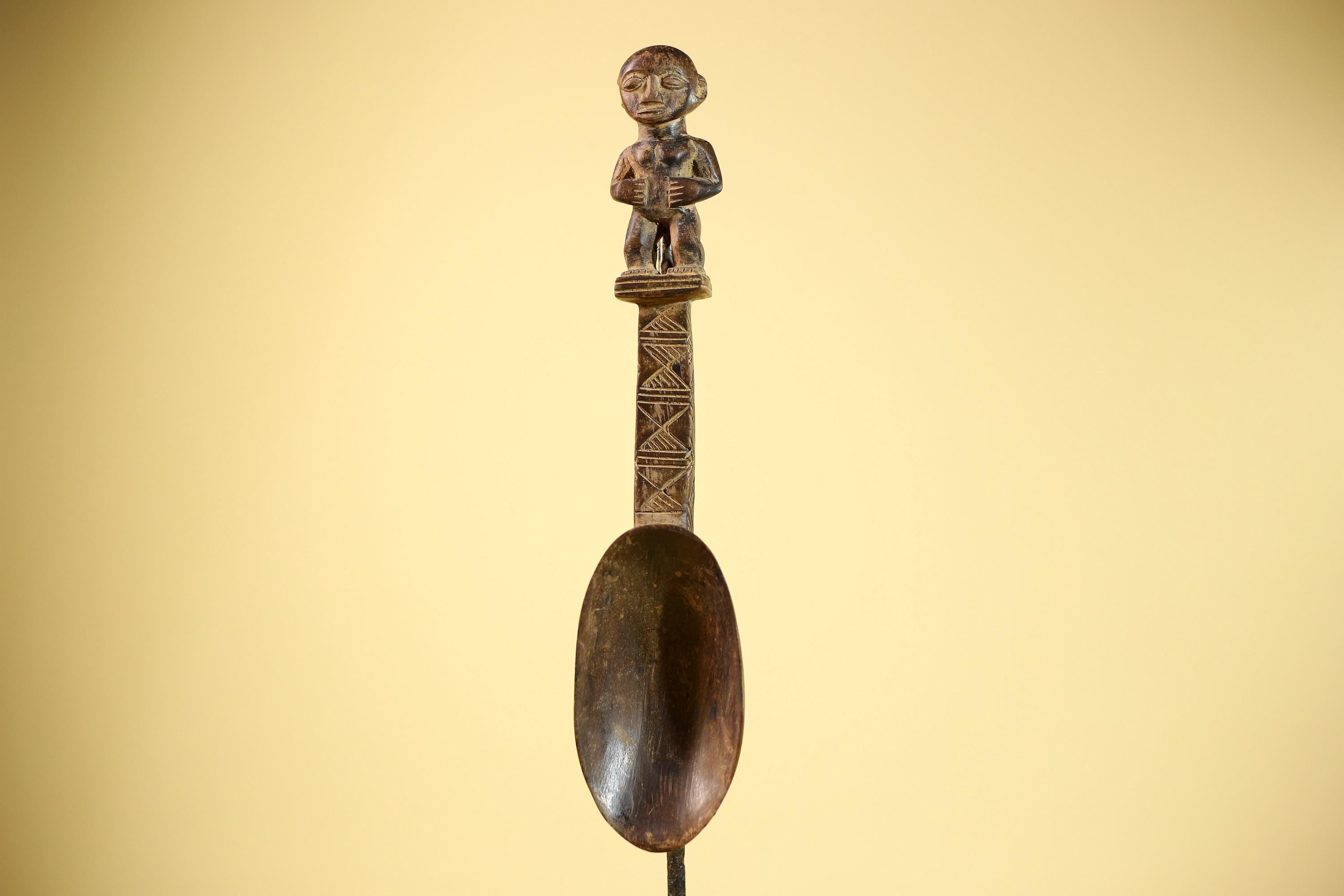 African Spoon Carved Wood Figure Handle Côte d’Ivoire Tribal Art Decor-G5847
