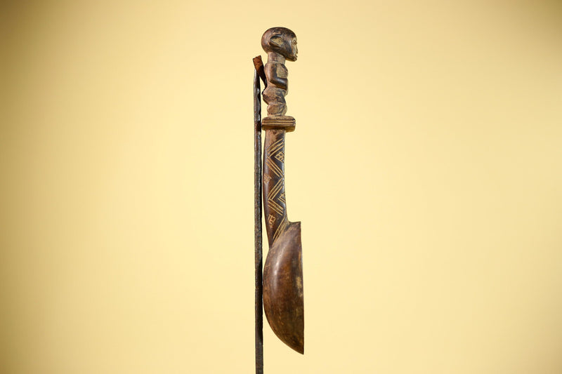 African Spoon Carved Wood Figure Handle Côte d’Ivoire Tribal Art Decor-G5847
