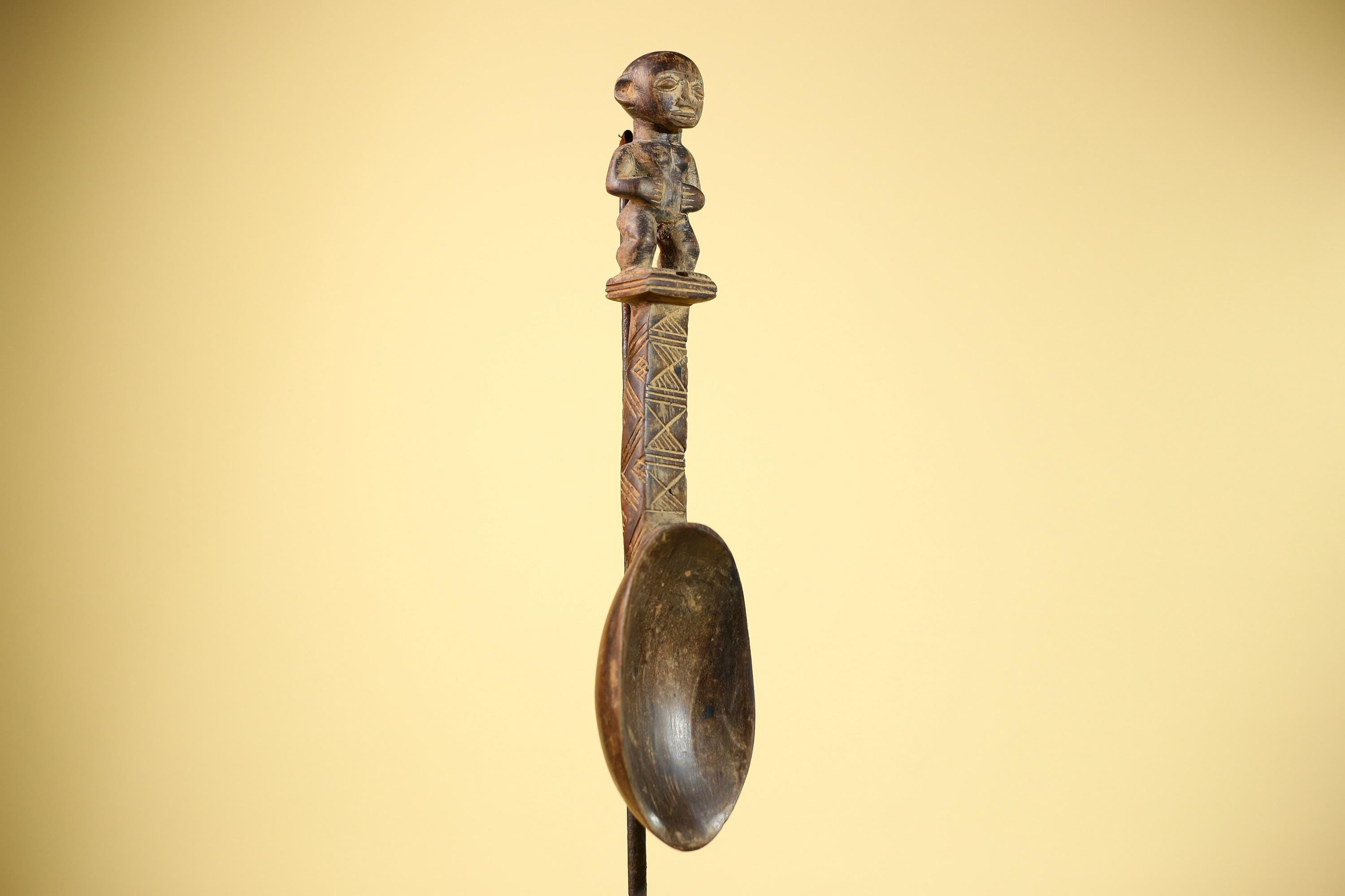 African Spoon Carved Wood Figure Handle Côte d’Ivoire Tribal Art Decor-G5847