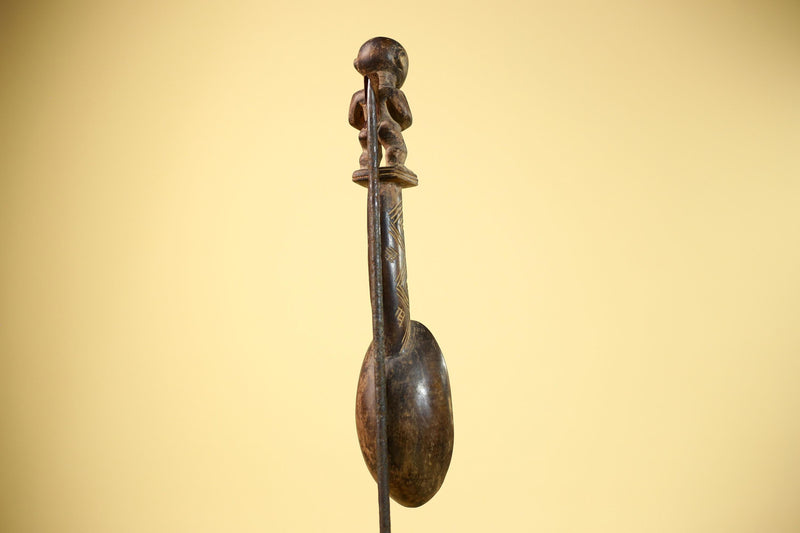 African Spoon Carved Wood Figure Handle Côte d’Ivoire Tribal Art Decor-G5847