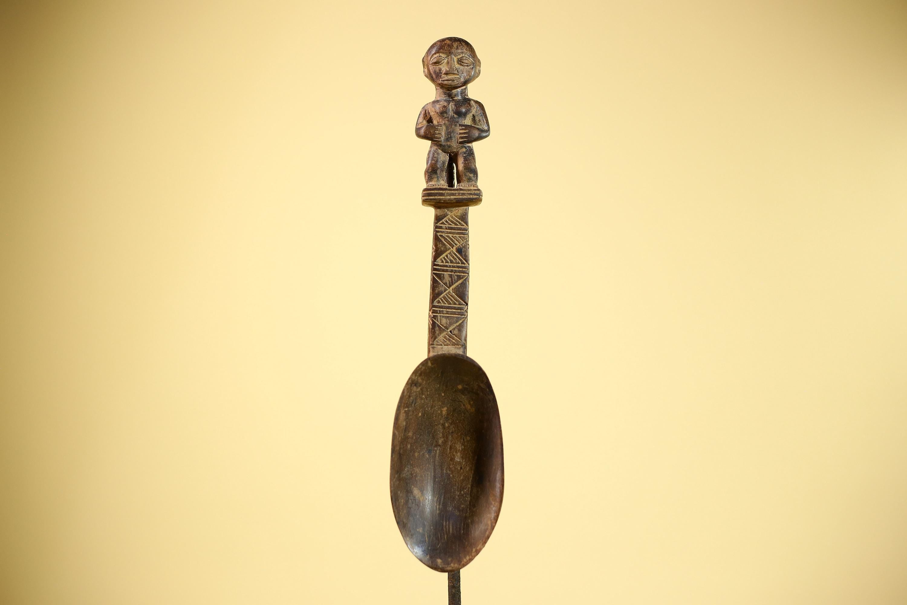 African Spoon Carved Wood Figure Handle Côte d’Ivoire Tribal Art Decor-G5847
