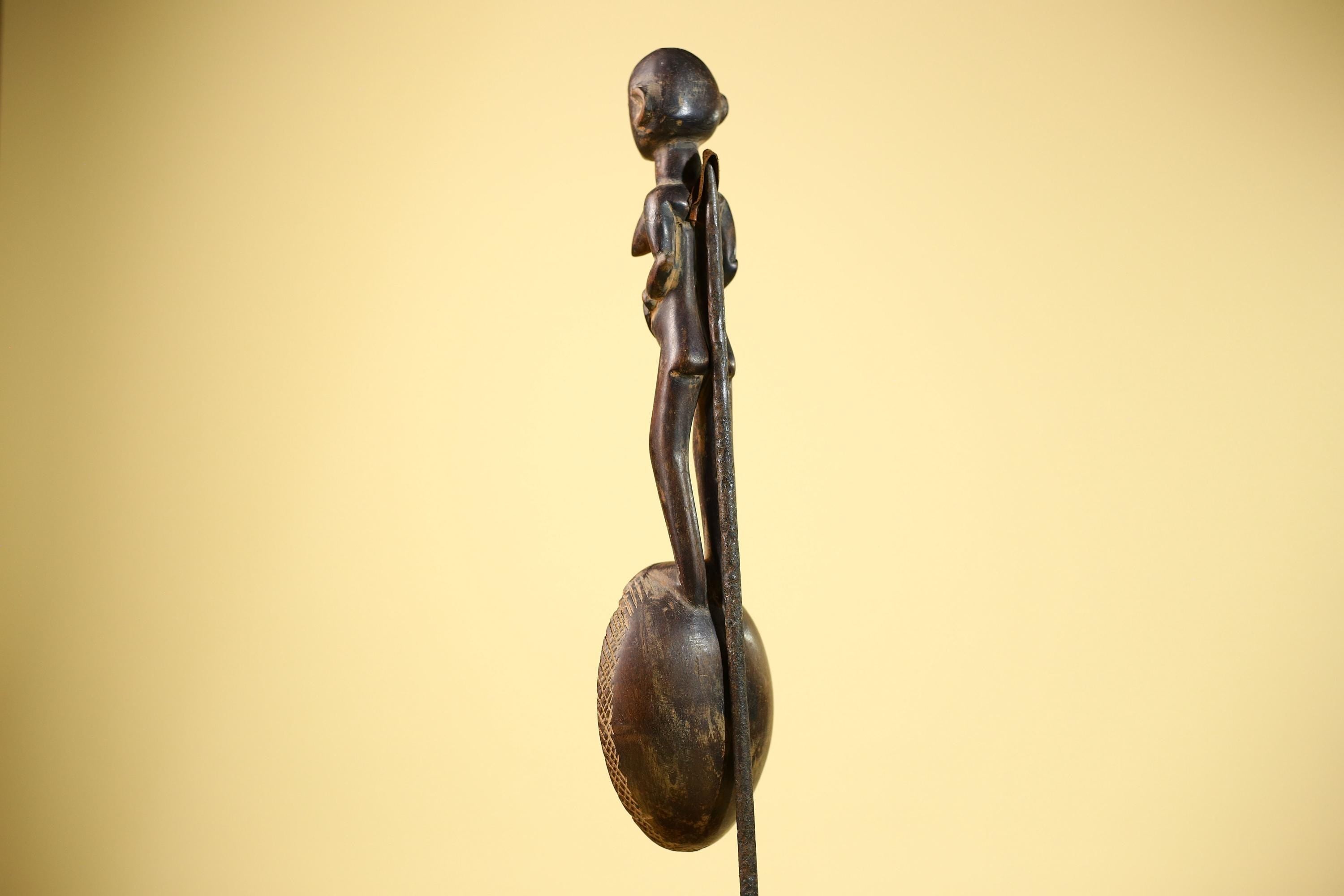 African Tribal Spoon Carved Wood Female Figure Côte d’Ivoire Art Decor-G5848