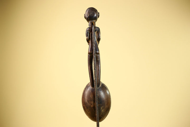 African Tribal Spoon Carved Wood Female Figure Côte d’Ivoire Art Decor-G5848