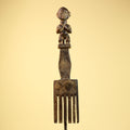 African Tribal Comb Carved Wood Male Figure Côte d’Ivoire Wall Decor-G5849