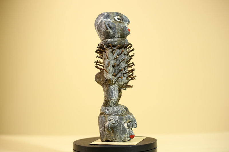African Tribal Statue Nail Fetish Nkisi Figure Congo Ritual Art Decor-G5850