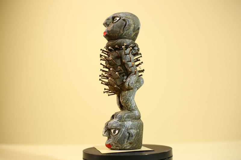 African Tribal Statue Nail Fetish Nkisi Figure Congo Ritual Art Decor-G5850