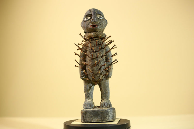 African Tribal Statue Nail Fetish Nkisi Figure Congo Ritual Art Decor-G5851