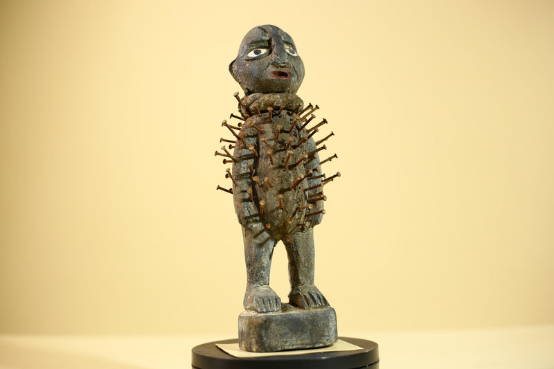 African Tribal Statue Nail Fetish Nkisi Figure Congo Ritual Art Decor-G5851