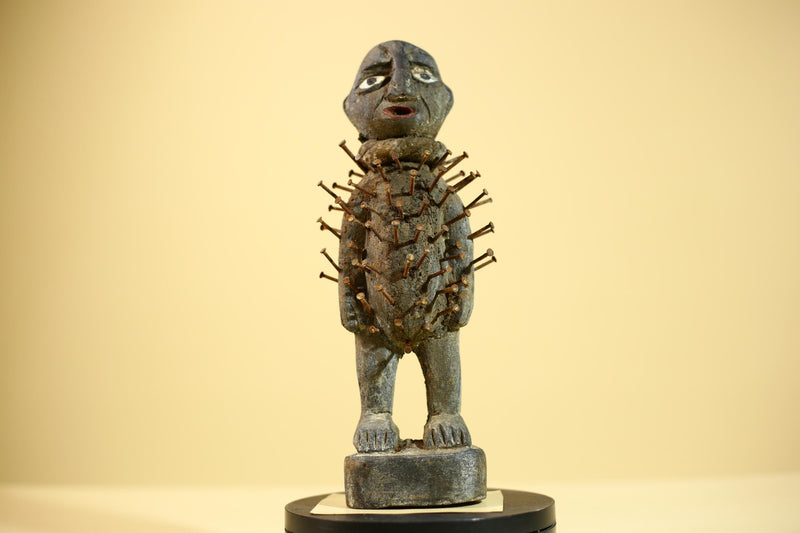 African Tribal Statue Nail Fetish Nkisi Figure Congo Ritual Art Decor-G5851