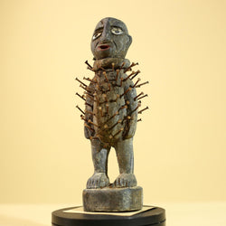 African Tribal Statue Nail Fetish Nkisi Figure Congo Ritual Art Decor-G5851
