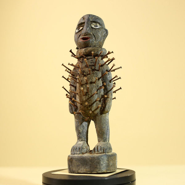 African Tribal Statue Nail Fetish Nkisi Figure Congo Ritual Art Decor-G5851