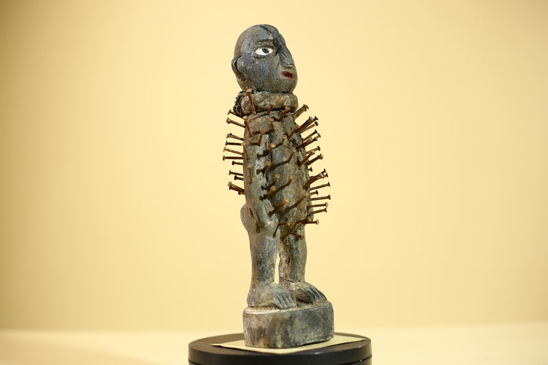 African Tribal Statue Nail Fetish Nkisi Figure Congo Ritual Art Decor-G5851
