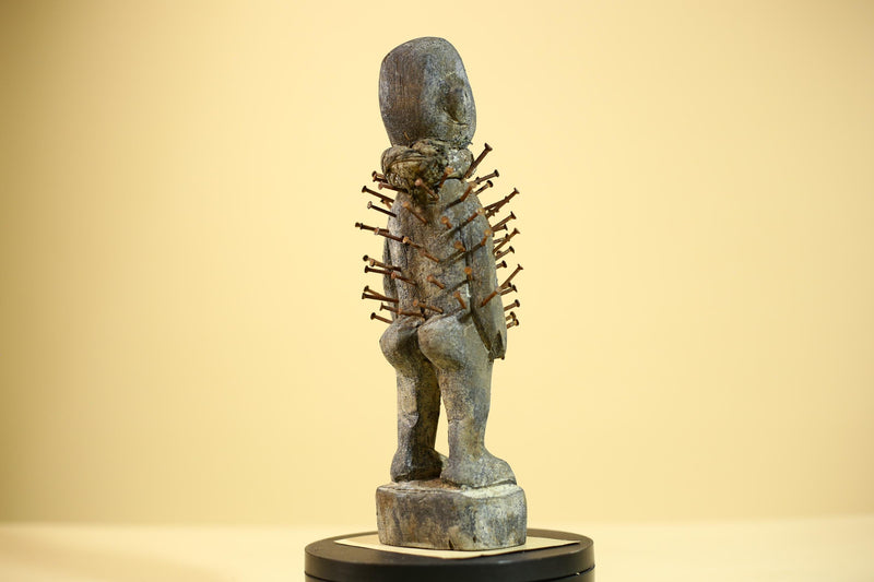 African Tribal Statue Nail Fetish Nkisi Figure Congo Ritual Art Decor-G5851