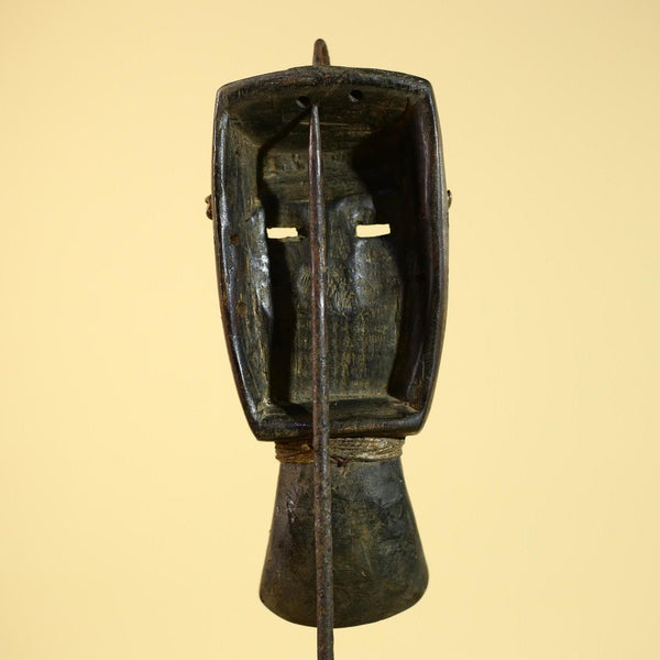 African Tribal Mask Dan Style Wood Beaded Forehead Ivory Coast Wall Art-G5855