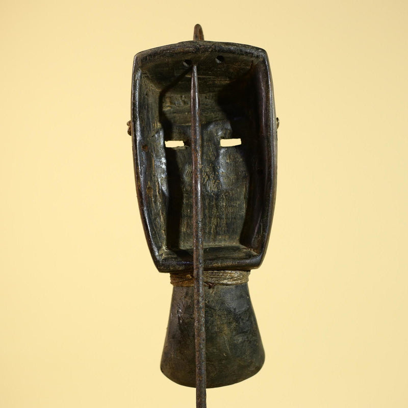 African Tribal Mask Dan Style Wood Beaded Forehead Ivory Coast Wall Art-G5855