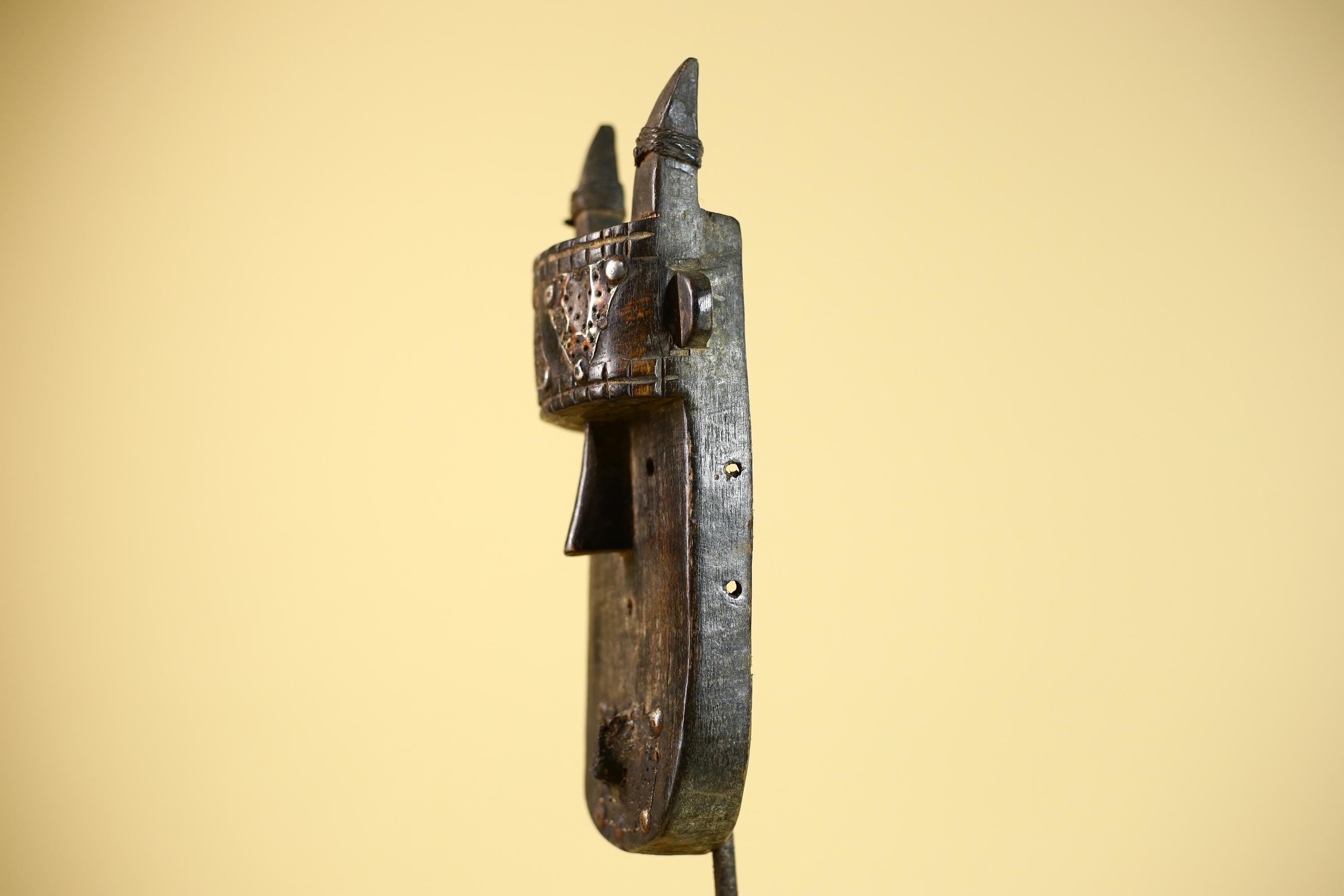 African Tribal Mask Toma Wood Metal Detail Guinea Ritual Wall Art Decor-G5856