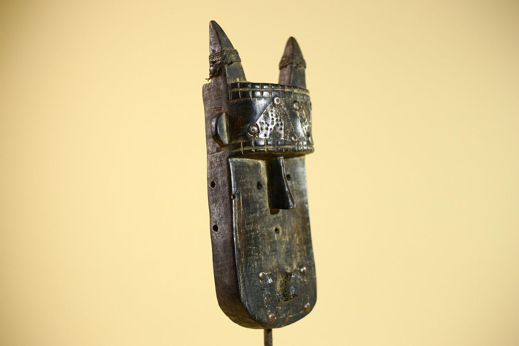 African Tribal Mask Toma Wood Metal Detail Guinea Ritual Wall Art Decor-G5856
