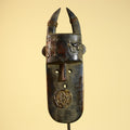 African Tribal Mask Toma Horned Wood Metal Detail Guinea Wall Art Decor-G5857