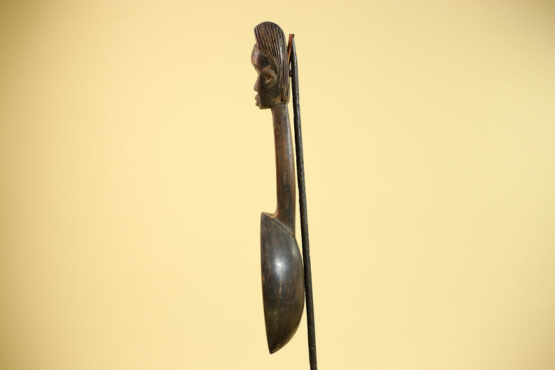 Songye Tribe African Head Sculpture: Hand-Carved Wood Congo Art-G5862