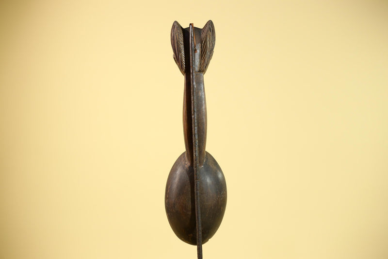 Songye Tribe African Head Sculpture: Hand-Carved Wood Congo Art-G5862