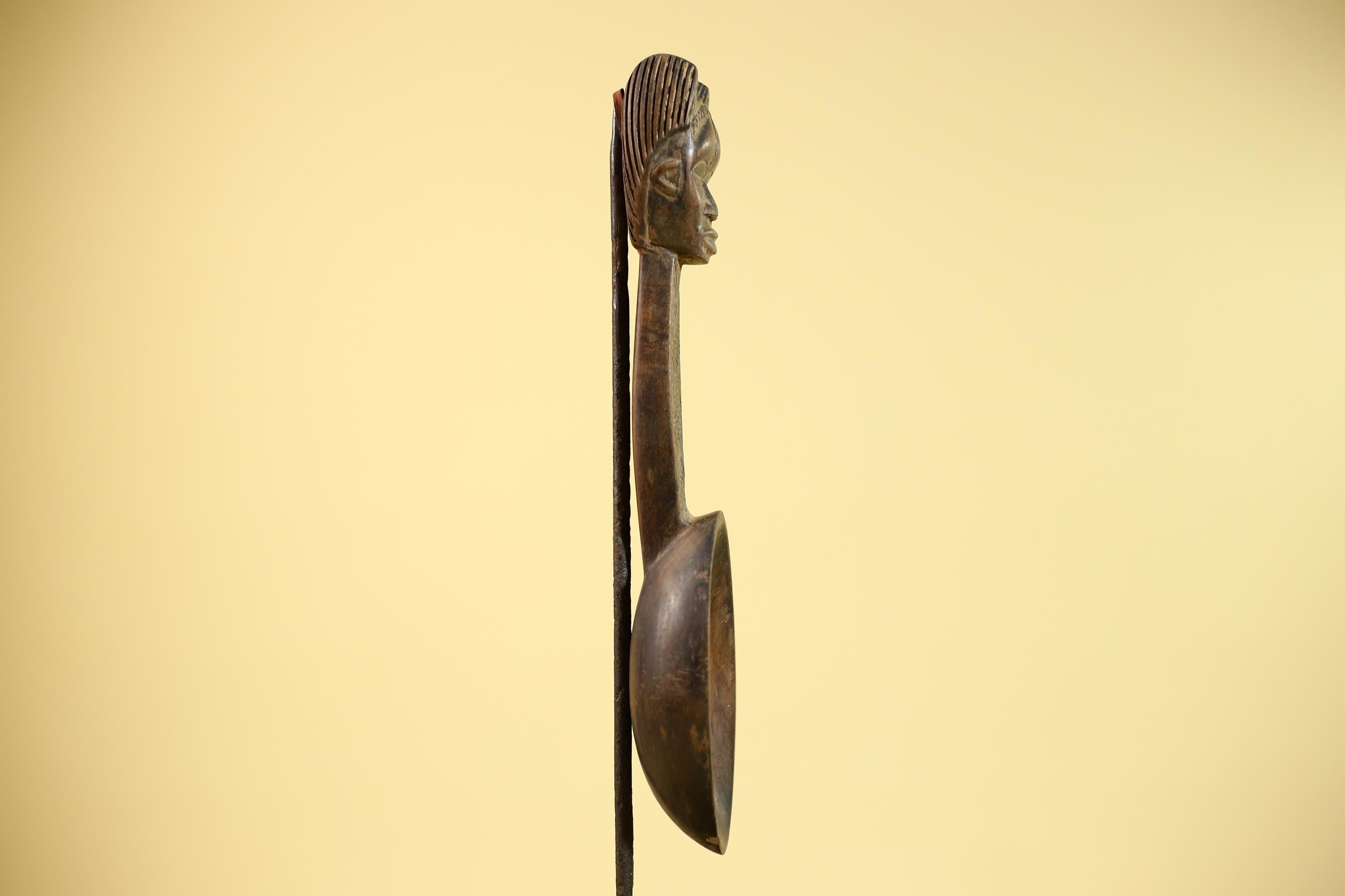 Songye Tribe African Head Sculpture: Hand-Carved Wood Congo Art-G5862