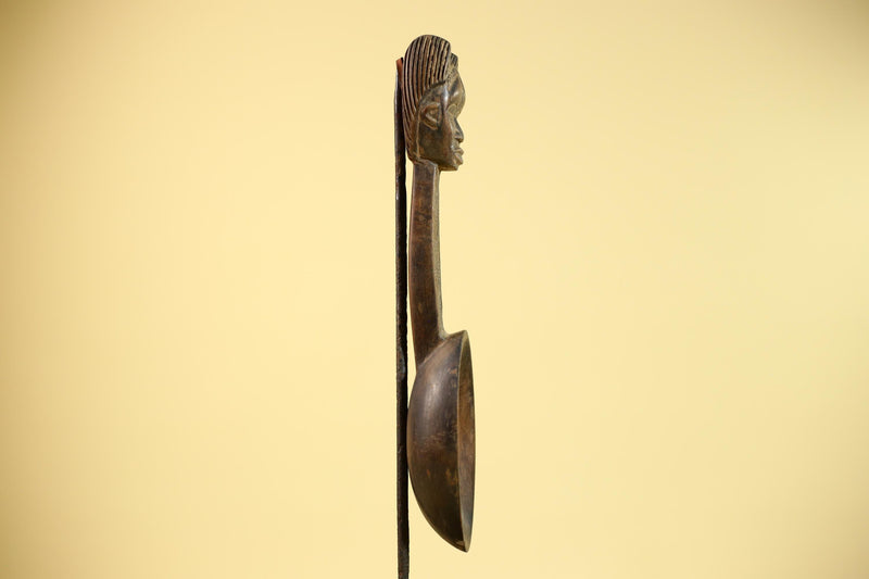 Songye Tribe African Head Sculpture: Hand-Carved Wood Congo Art-G5862