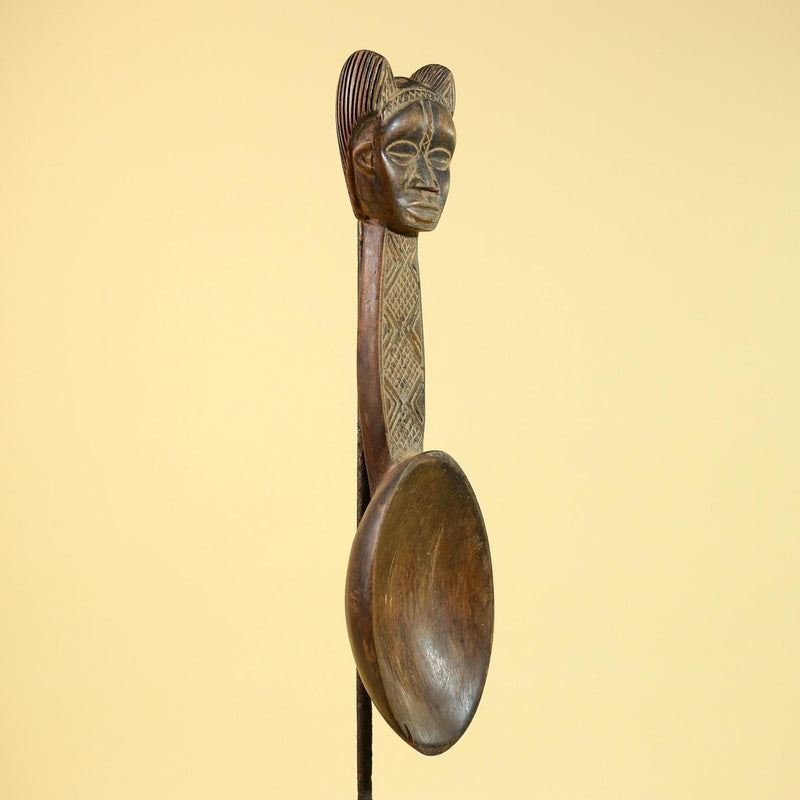 Songye Tribe African Head Sculpture: Hand-Carved Wood Congo Art-G5862