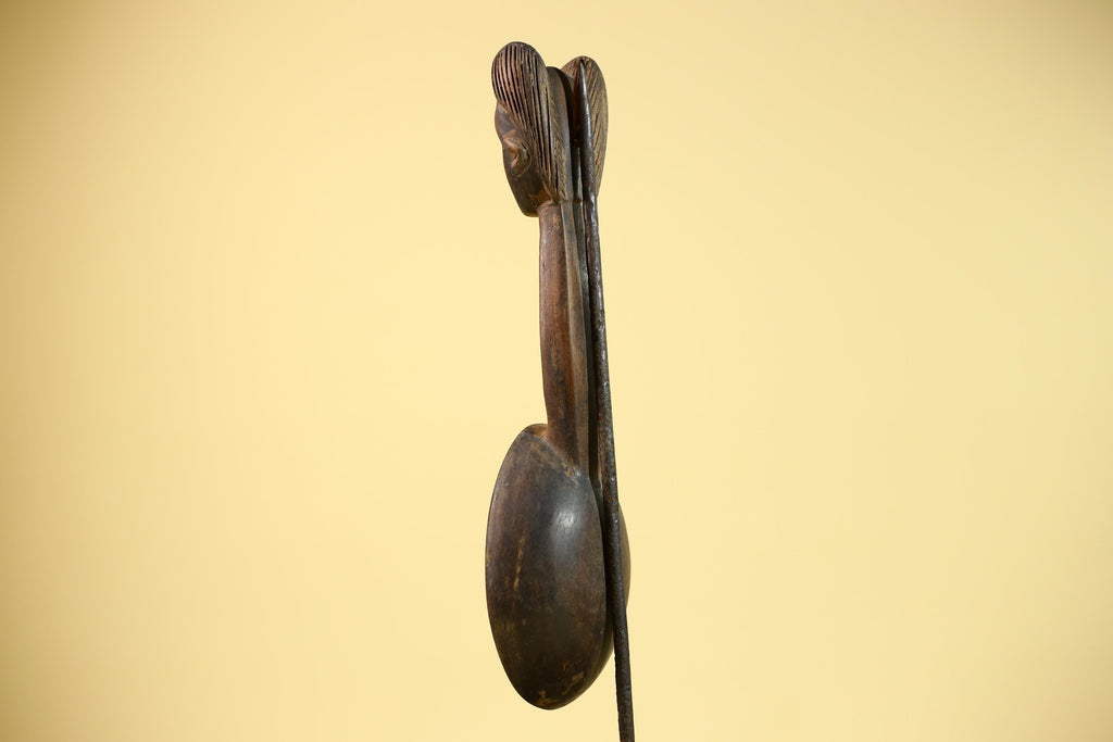 Songye Tribe African Head Sculpture: Hand-Carved Wood Congo Art-G5862