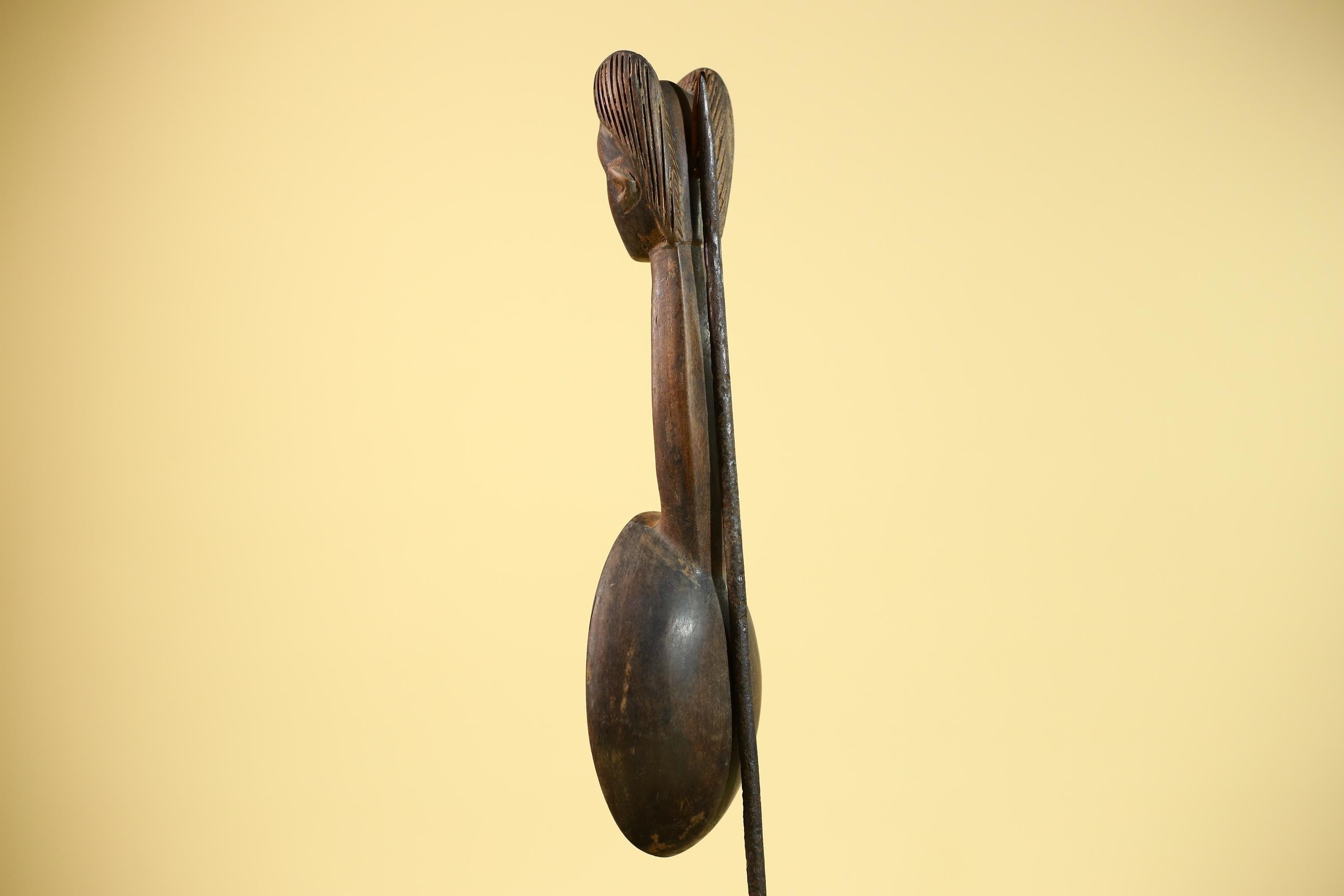 Songye Tribe African Head Sculpture: Hand-Carved Wood Congo Art-G5862
