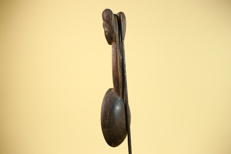 Songye Tribe African Head Sculpture: Hand-Carved Wood Congo Art-G5862