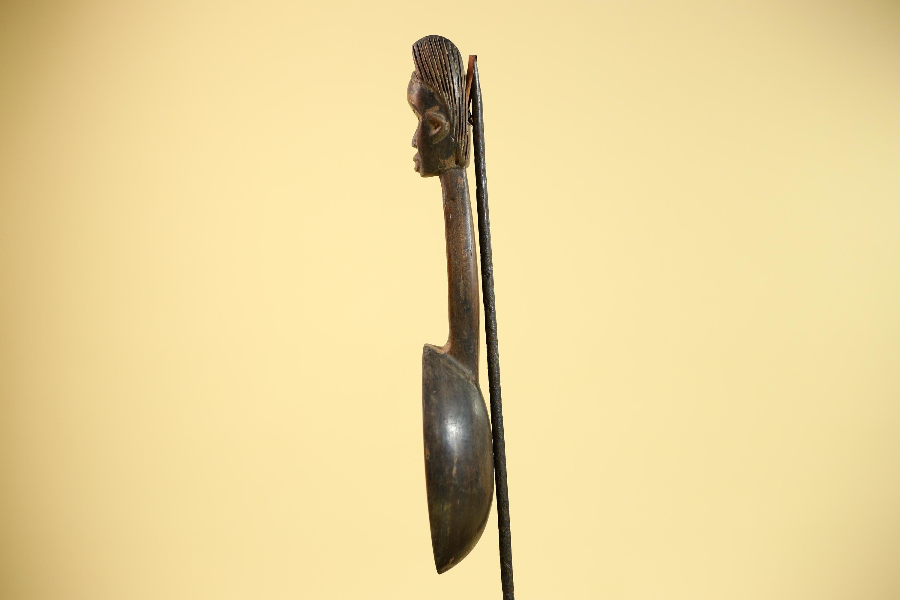 Songye Tribe African Head Sculpture: Hand-Carved Wood Congo Art-G5862