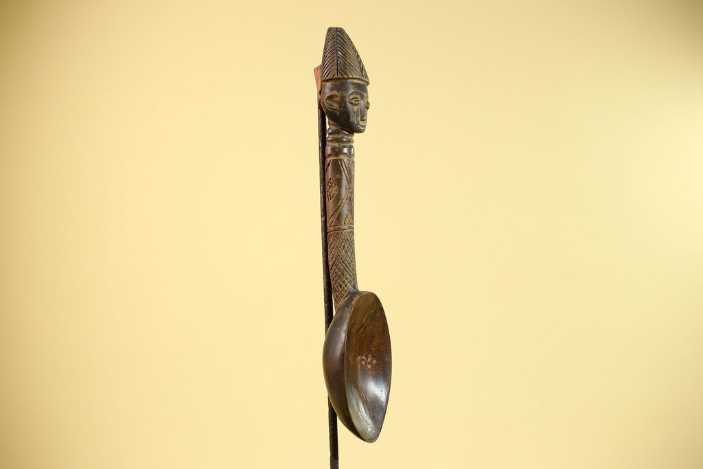 Songye Tribe African Head Sculpture: Hand-Carved Wood Congo Art-G5863