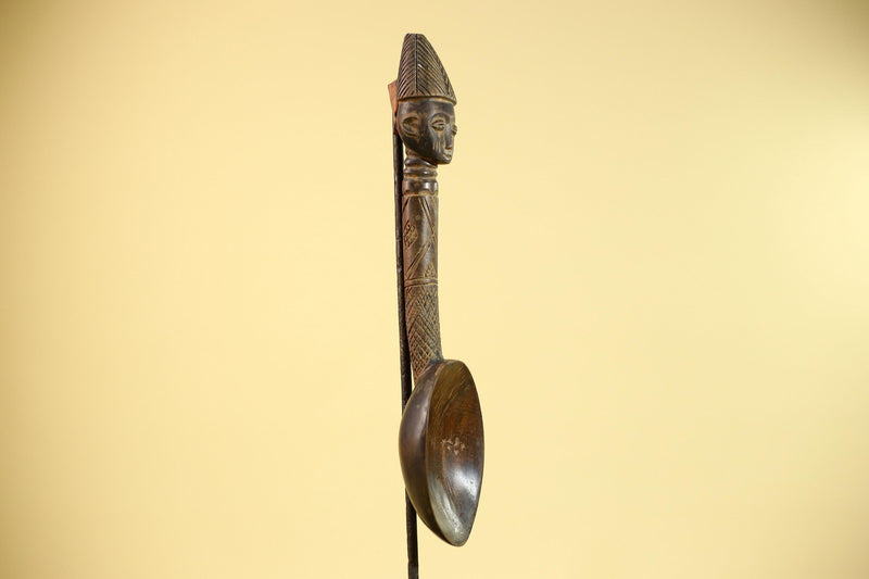 Songye Tribe African Head Sculpture: Hand-Carved Wood Congo Art-G5863