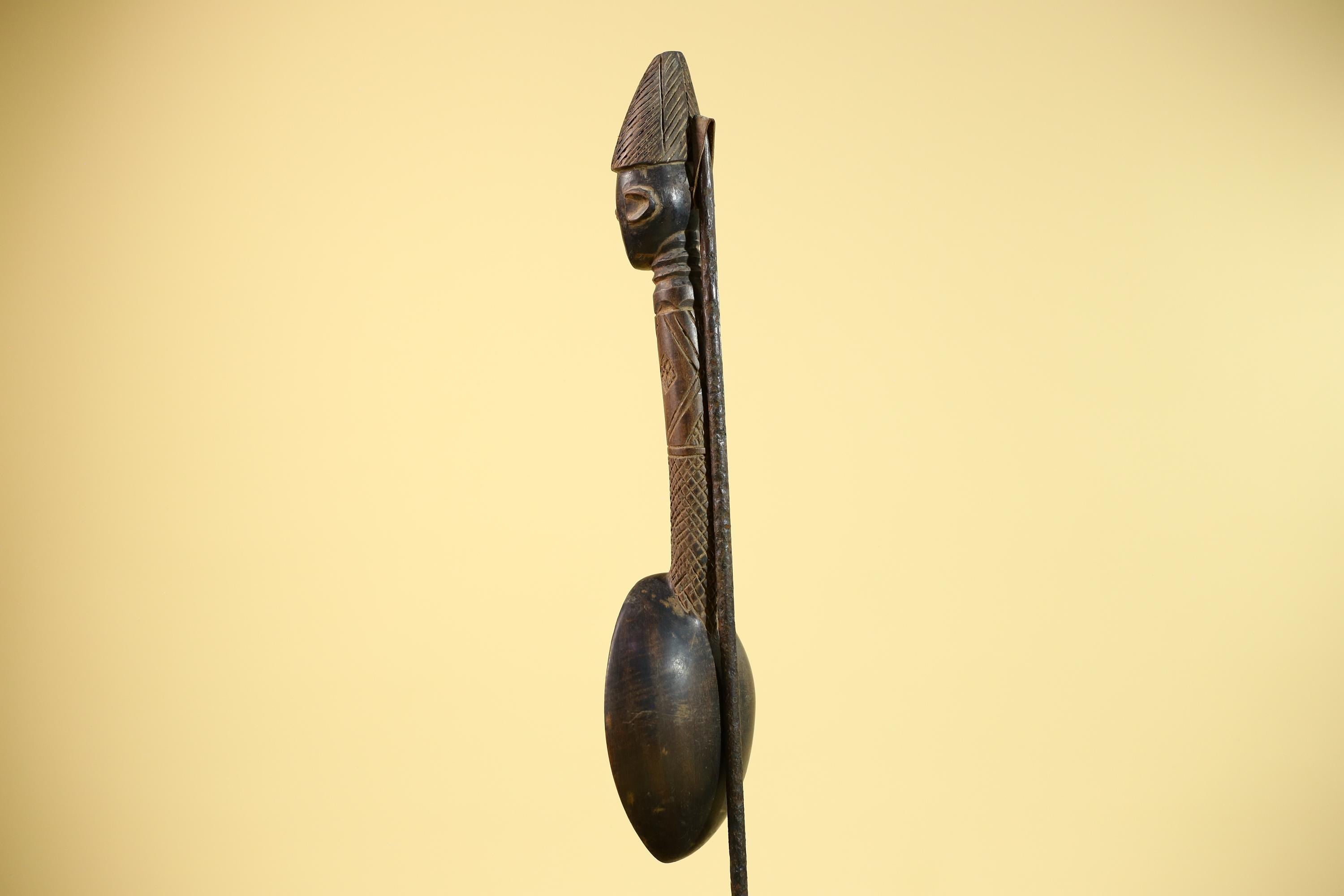 Songye Tribe African Head Sculpture: Hand-Carved Wood Congo Art-G5863